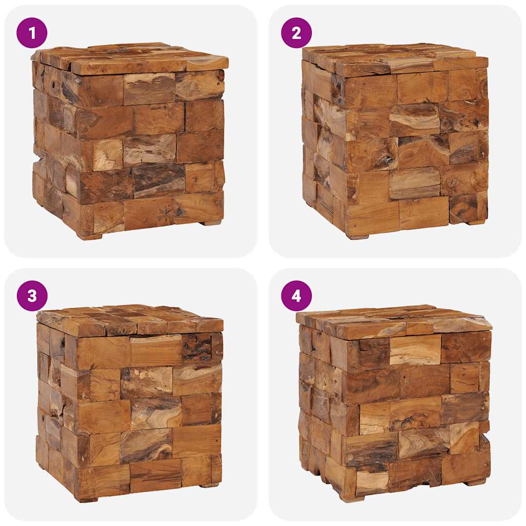 opbevaringstaburet massivt teaktræ