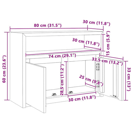 skænk 80x30x60 cm massivt teaktræ