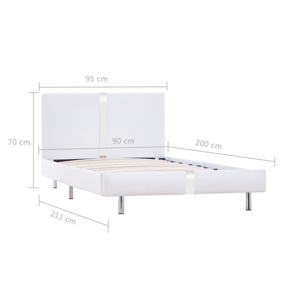 sengestel 90x200 cm hvid kunstlæder