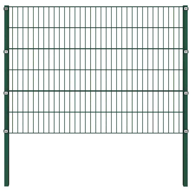 hegnspanel med stolper jern 176,5x120 cm grøn