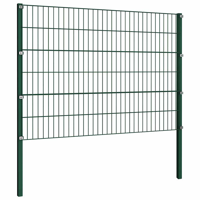 hegnspanel med stolper jern 176,5x120 cm grøn