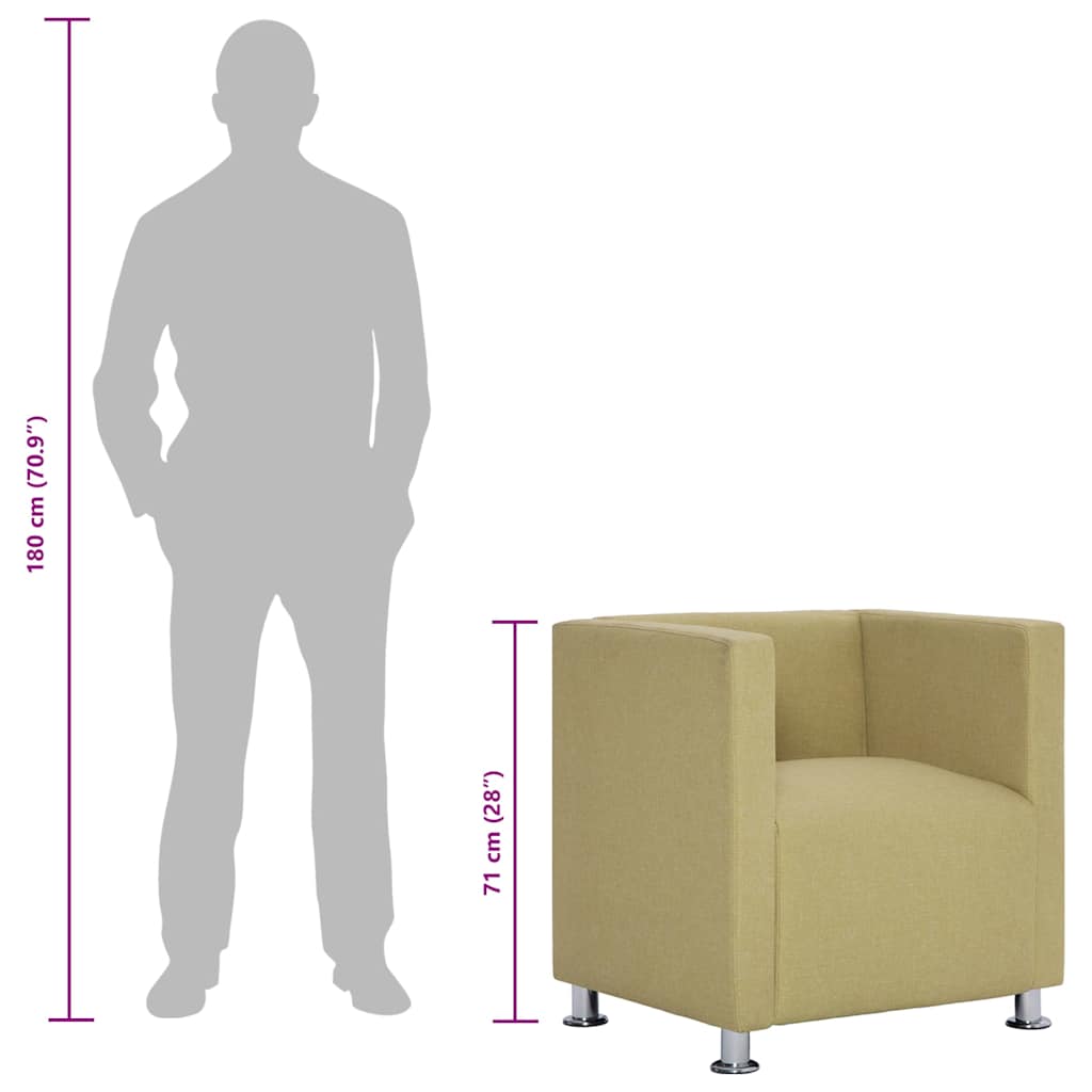 kubelænestol stof grøn