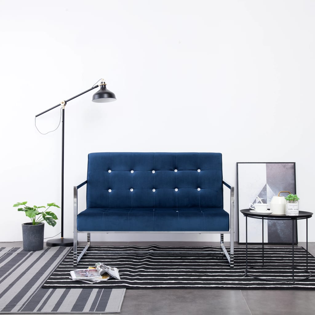 2-personers sofa med armln krom og fljl bl