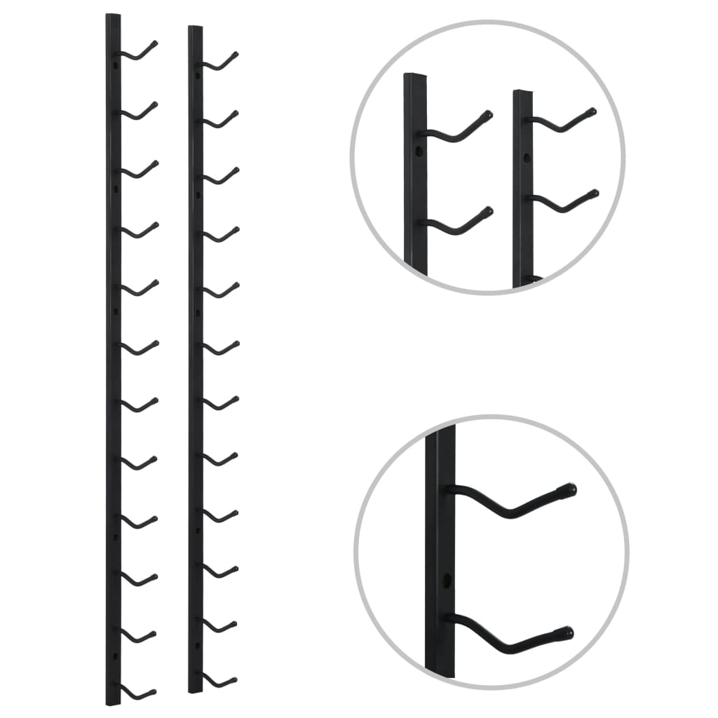 vægmonteret vinreol til 12 vinflasker sort jern