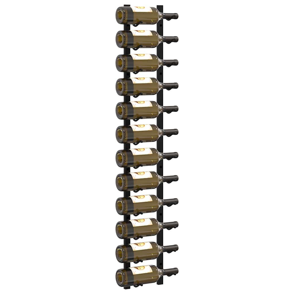 vægmonteret vinreol til 12 vinflasker sort jern