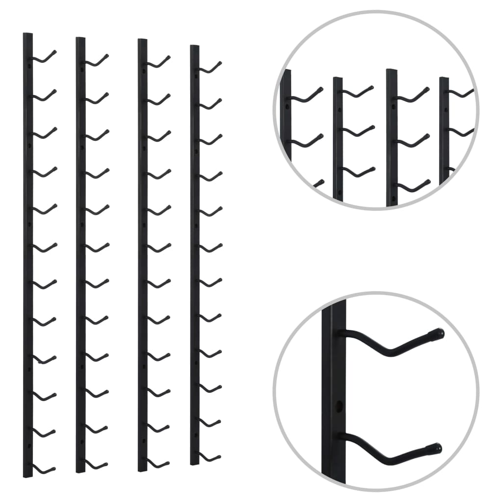 vægmonteret vinreoler til 12 vinflasker 2 stk. sort jern