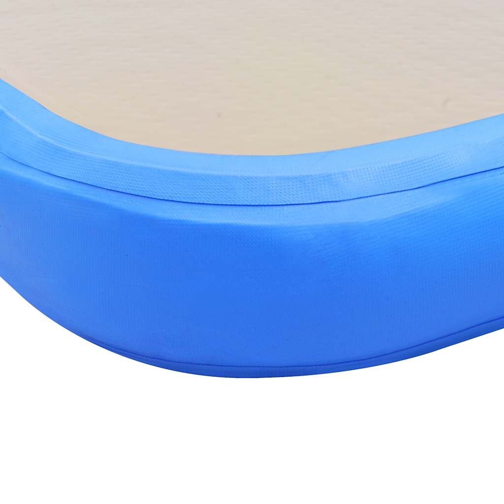oppustelig gymnastikmåtte med pumpe 300 x 100 x 10 cm PVC blå
