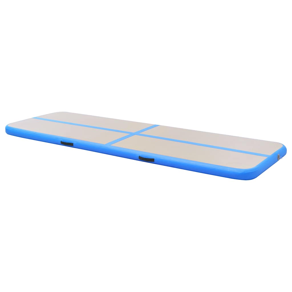oppustelig gymnastikmåtte med pumpe 300 x 100 x 10 cm PVC blå