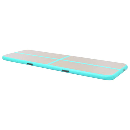 oppustelig gymnastikmåtte med pumpe 300 x 100 x 10 cm PVC grøn