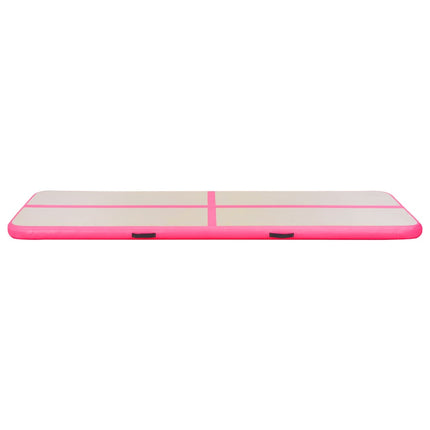 oppustelig gymnastikmåtte med pumpe 400 x 100 x 10 cm PVC pink