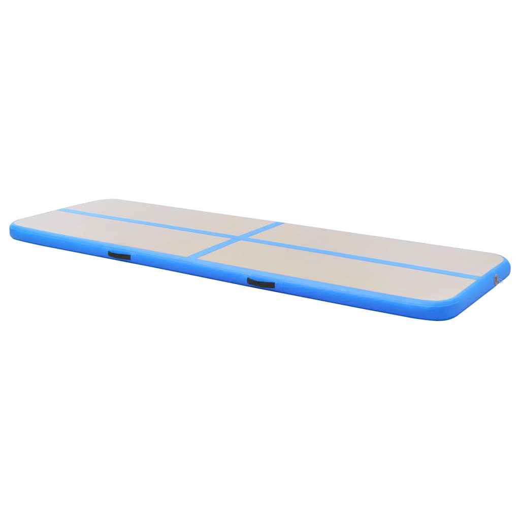 oppustelig gymnastikmåtte med pumpe 400 x 100 x 10 cm PVC blå