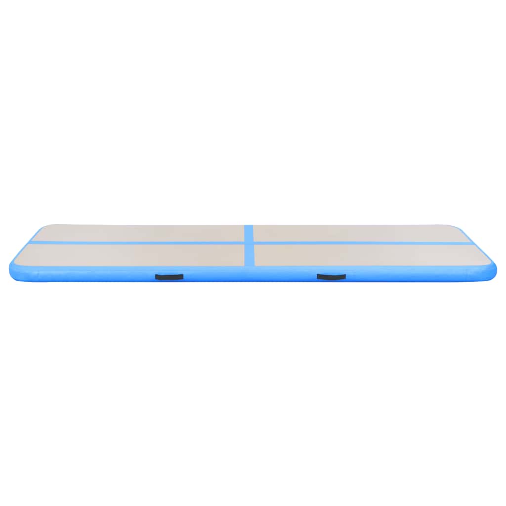 oppustelig gymnastikmåtte med pumpe 400 x 100 x 10 cm PVC blå