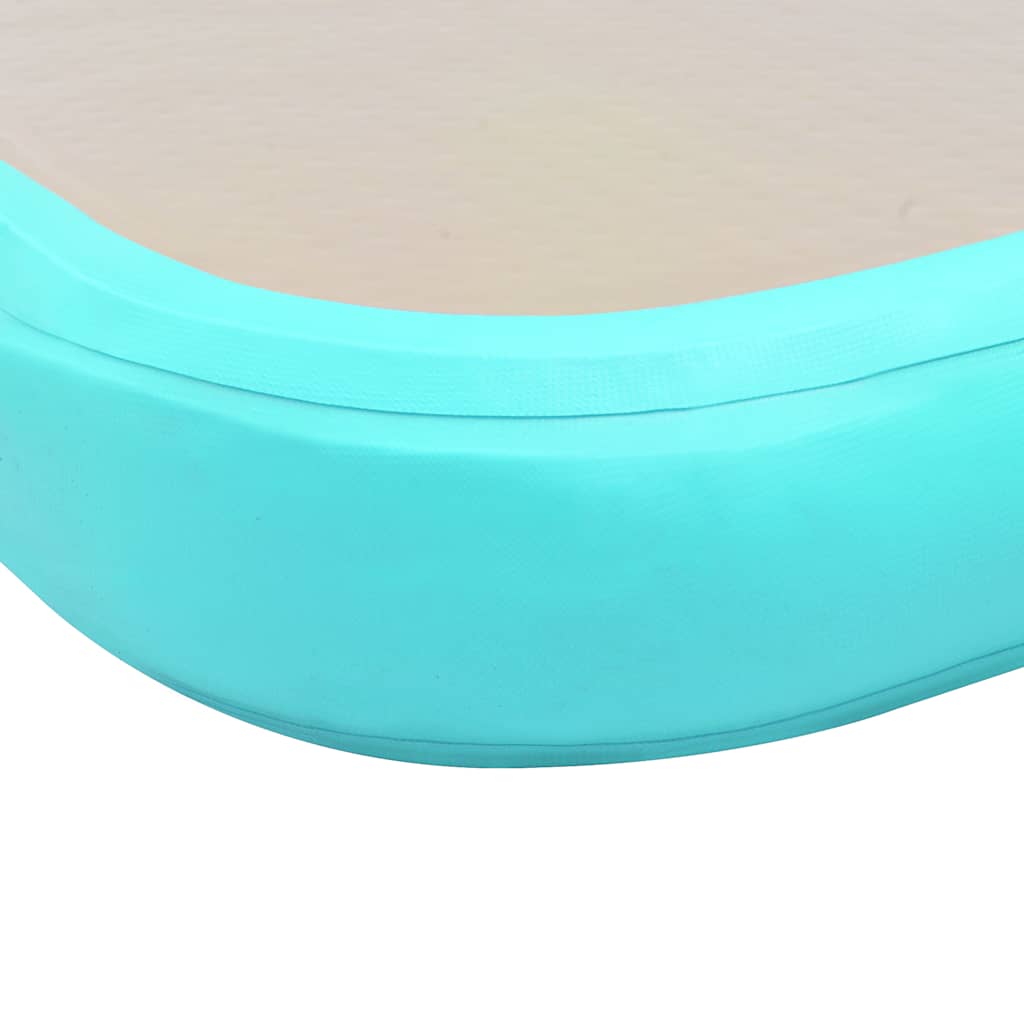 oppustelig gymnastikmåtte med pumpe 400 x 100 x 10 cm PVC grøn