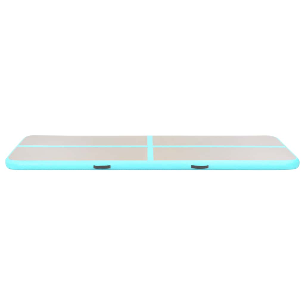 oppustelig gymnastikmåtte med pumpe 400 x 100 x 10 cm PVC grøn