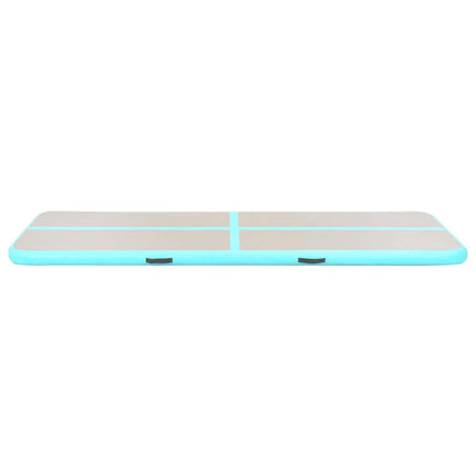 oppustelig gymnastikmåtte med pumpe 400 x 100 x 10 cm PVC grøn