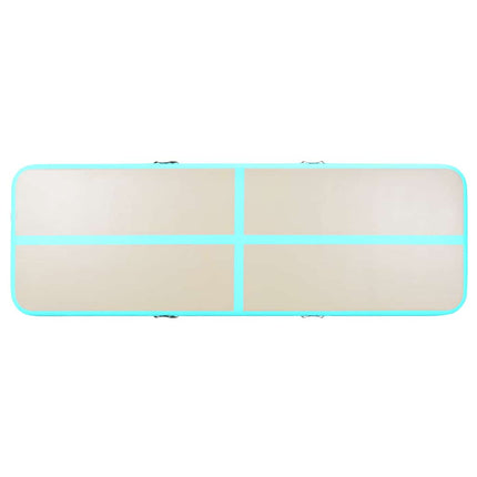oppustelig gymnastikmåtte med pumpe 400 x 100 x 10 cm PVC grøn