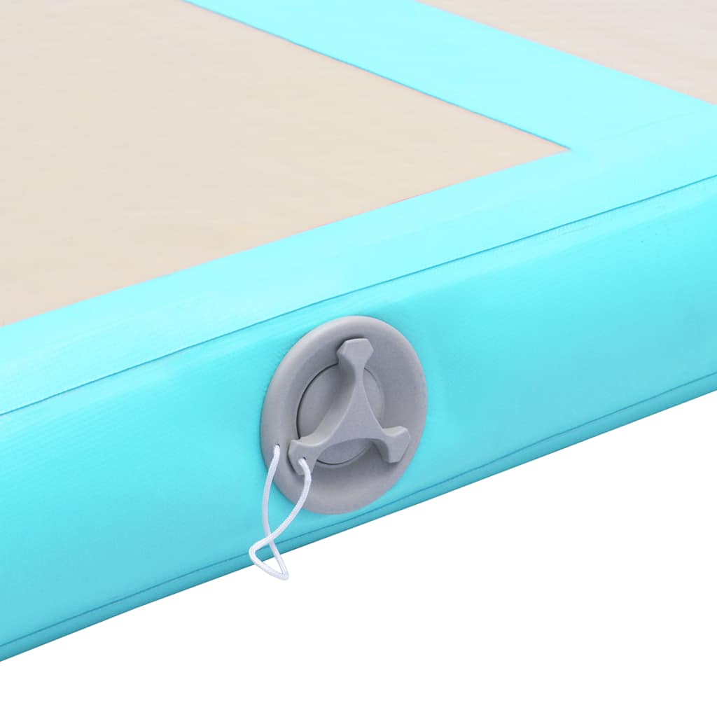 oppustelig gymnastikmåtte med pumpe 400 x 100 x 10 cm PVC grøn