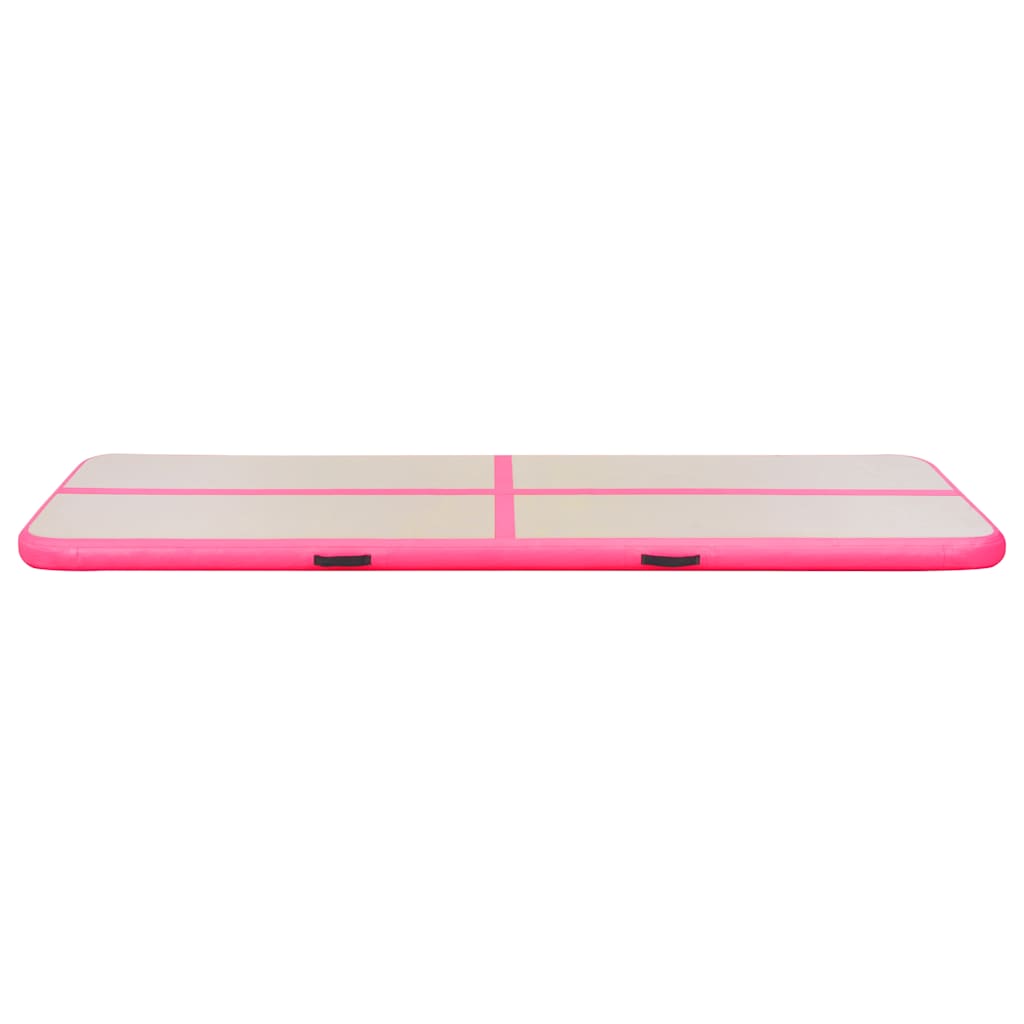 oppustelig gymnastikmåtte med pumpe 500 x 100 x 10 cm PVC Pink