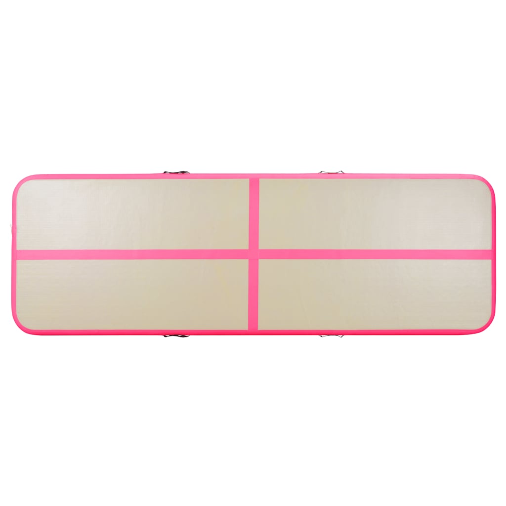 oppustelig gymnastikmåtte med pumpe 500 x 100 x 10 cm PVC Pink
