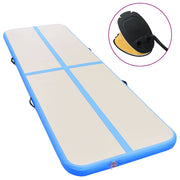 oppustelig gymnastikmåtte med pumpe 500 x 100 x 10 cm PVC blå
