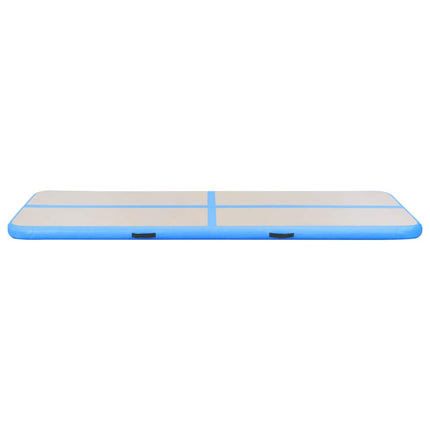 oppustelig gymnastikmåtte med pumpe 500 x 100 x 10 cm PVC blå