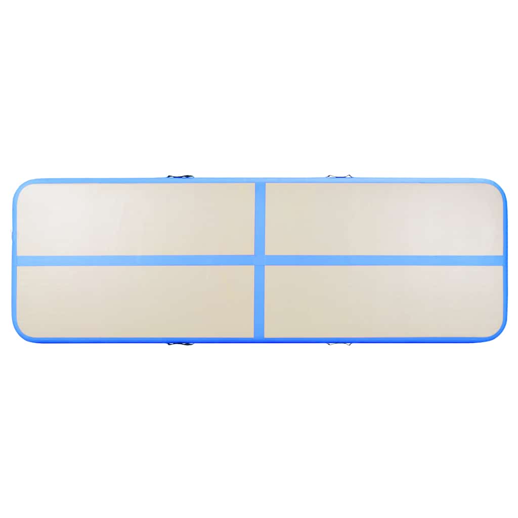 oppustelig gymnastikmåtte med pumpe 500 x 100 x 10 cm PVC blå
