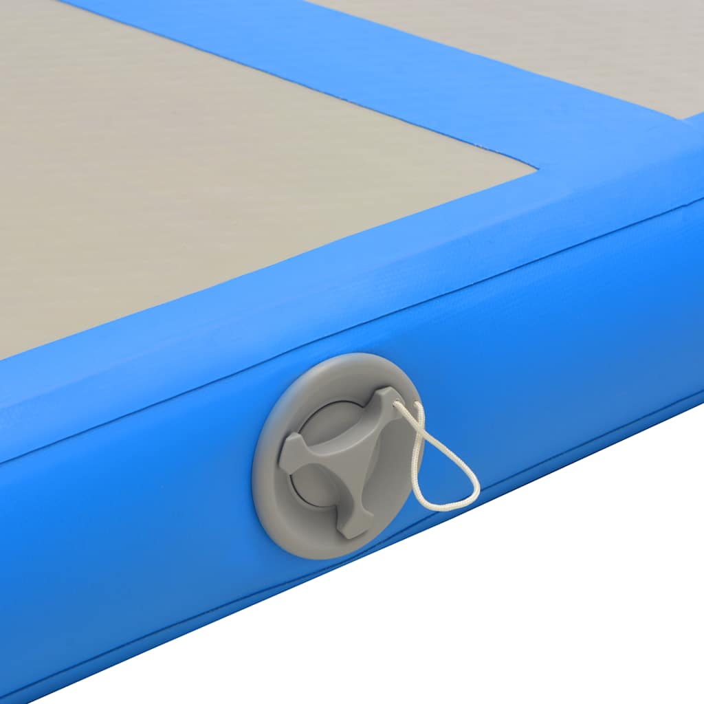 oppustelig gymnastikmåtte med pumpe 500 x 100 x 10 cm PVC blå