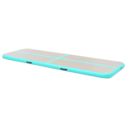 oppustelig gymnastikmåtte med pumpe 500 x 100 x 10 cm PVC grøn