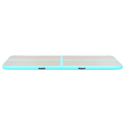 oppustelig gymnastikmåtte med pumpe 500 x 100 x 10 cm PVC grøn