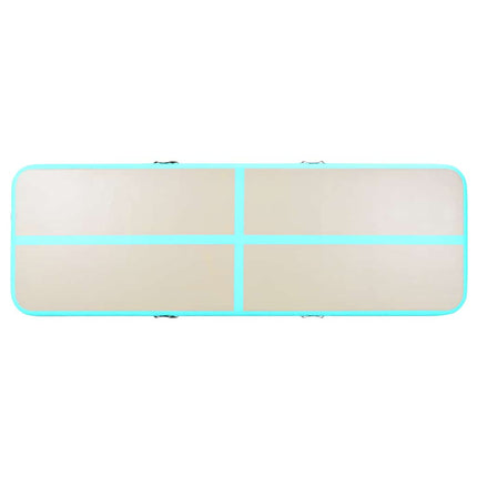 oppustelig gymnastikmåtte med pumpe 500 x 100 x 10 cm PVC grøn