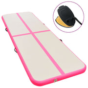 oppustelig gymnastikmåtte med pumpe 600 x 100 x 10 cm PVC Pink