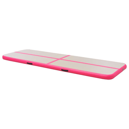 oppustelig gymnastikmåtte med pumpe 600 x 100 x 10 cm PVC Pink