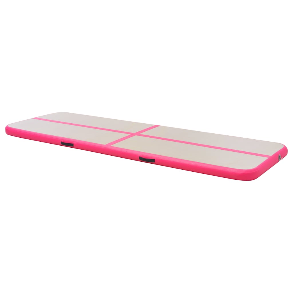 oppustelig gymnastikmåtte med pumpe 600 x 100 x 10 cm PVC Pink