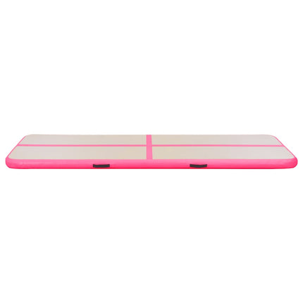 oppustelig gymnastikmåtte med pumpe 600 x 100 x 10 cm PVC Pink