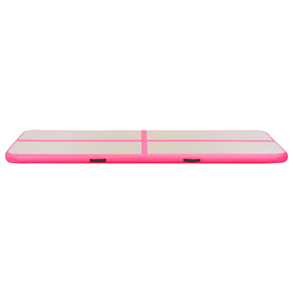 oppustelig gymnastikmåtte med pumpe 600 x 100 x 10 cm PVC Pink