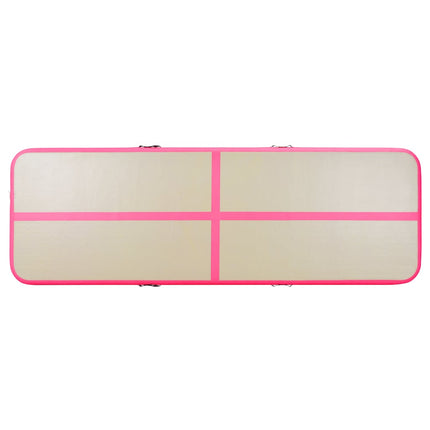 oppustelig gymnastikmåtte med pumpe 600 x 100 x 10 cm PVC Pink
