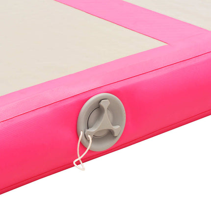 oppustelig gymnastikmåtte med pumpe 600 x 100 x 10 cm PVC Pink