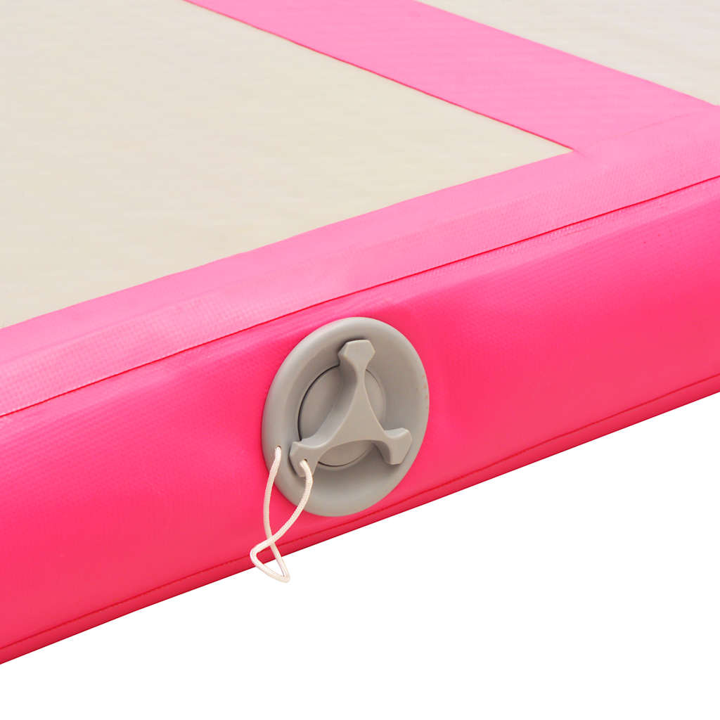 oppustelig gymnastikmåtte med pumpe 600 x 100 x 10 cm PVC Pink