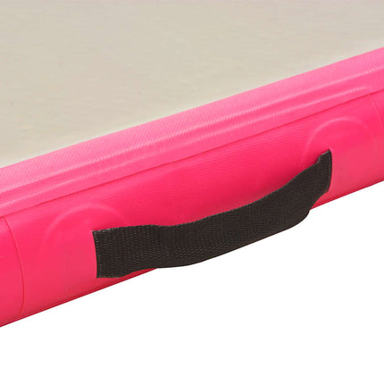 oppustelig gymnastikmåtte med pumpe 600 x 100 x 10 cm PVC Pink