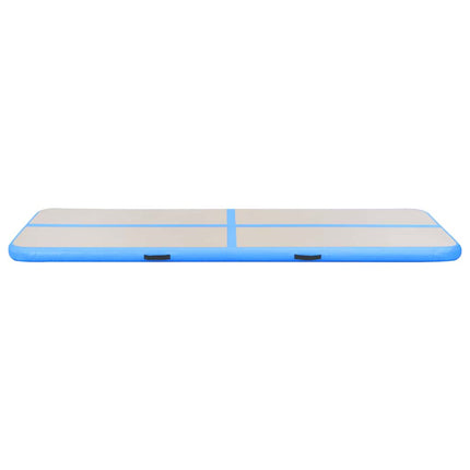 oppustelig gymnastikmåtte med pumpe 600 x 100 x 10 cm PVC blå