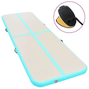 oppustelig gymnastikmåtte med pumpe 600 x 100 x 10 cm PVC grøn