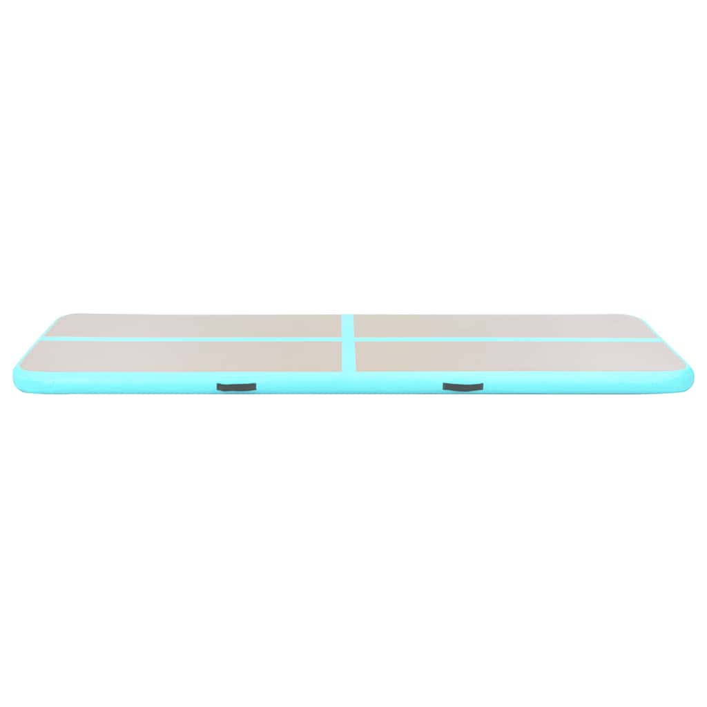 oppustelig gymnastikmåtte med pumpe 600 x 100 x 10 cm PVC grøn