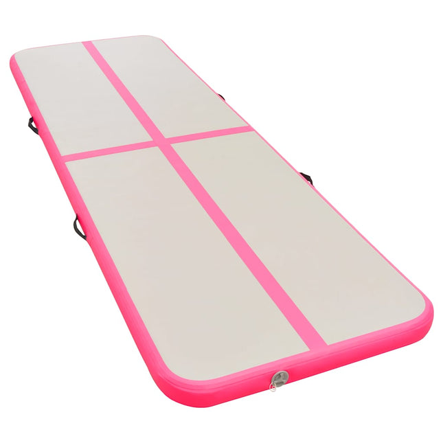 oppustelig gymnastikmåtte med pumpe 700 x 100 x 10 cm PVC Pink