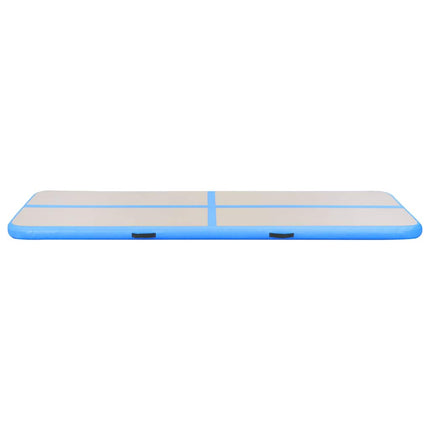 oppustelig gymnastikmåtte med pumpe 700 x 100 x 10 cm PVC blå