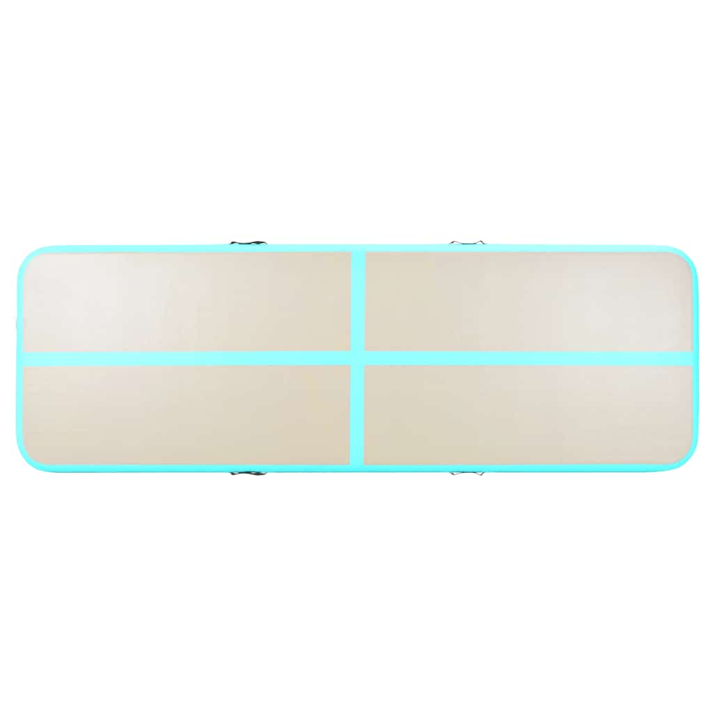 oppustelig gymnastikmåtte med pumpe 700 x 100 x 10 cm PVC grøn