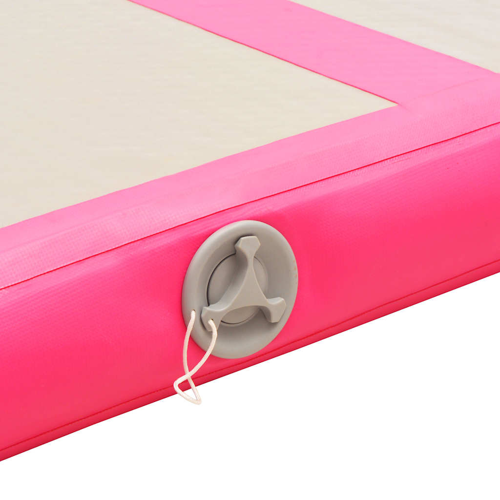 oppustelig gymnastikmåtte med pumpe 800 x 100 x 10 cm PVC Pink