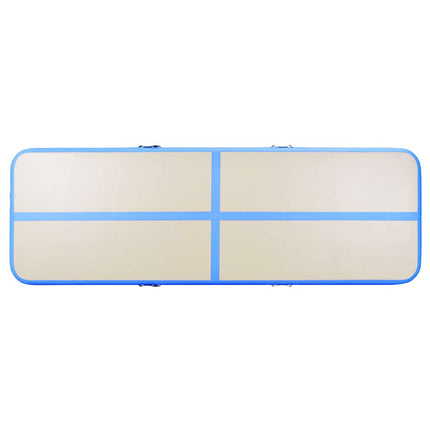 oppustelig gymnastikmåtte med pumpe 800 x 100 x 10 cm PVC blå