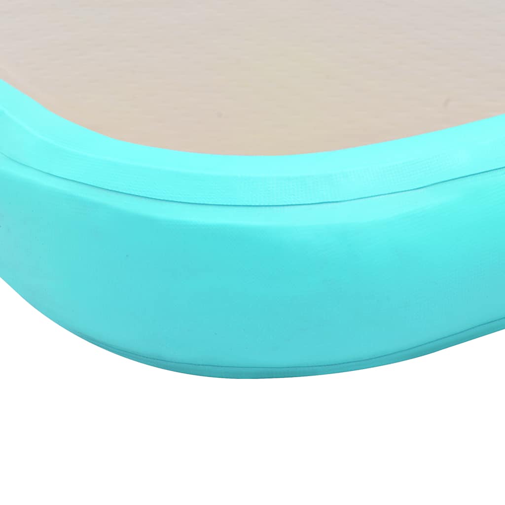 oppustelig gymnastikmåtte med pumpe 800 x 100 x 10 cm PVC grøn