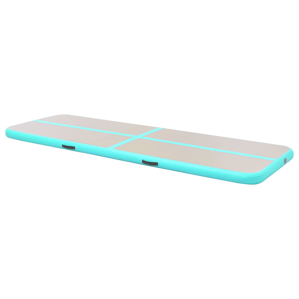 oppustelig gymnastikmåtte med pumpe 800 x 100 x 10 cm PVC grøn