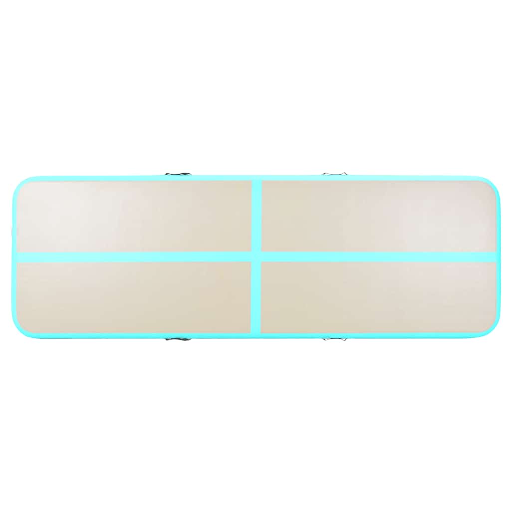 oppustelig gymnastikmåtte med pumpe 800 x 100 x 10 cm PVC grøn